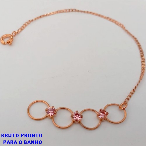 PULSEIRA NO BRUTO PRONTO PARA O BANHO(CX158)- PULSEIRA DELICADA COM QUATRO PEDRA DE ZIRCONIA - TAMANHO 18CM- PESO TOTAL 1GR - BRU24646