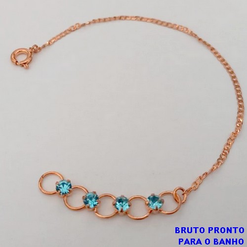 PULSEIRA NO BRUTO PRONTO PARA O BANHO(CX158)- PULSEIRA DELICADA COM QUATRO PEDRA DE ZIRCONIA - TAMANHO 18CM- PESO TOTAL 1GR - BRU24647