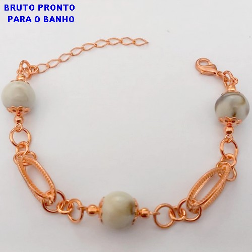 PULSEIRA NO BRUTO PRONTO PARA O BANHO(CX158)- PULSEIRA DELICADA 12MM EM PORCELANA- TAMANHO 18CM- PESO TOTAL 10,6GR - BRU24657