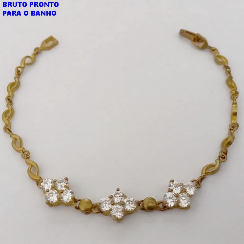PULSEIRA NO BRUTO PRONTO PARA O BANHO(CX159)- PULSEIRA NO BRUTO EM ALTA FUSÃO COM FECHO DE TRAVA 18CM E PEDRAS DE ZIRCONIAS- PESO TOTAL 5.9GR - BRU24669