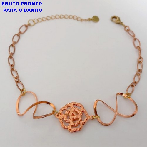 PULSEIRA NO BRUTO PRONTO PARA O BANHO(CX159)- PULSEIRA TODA TRABALHADA 18CM - PESO TOTAL 3.2GR - BRU24670