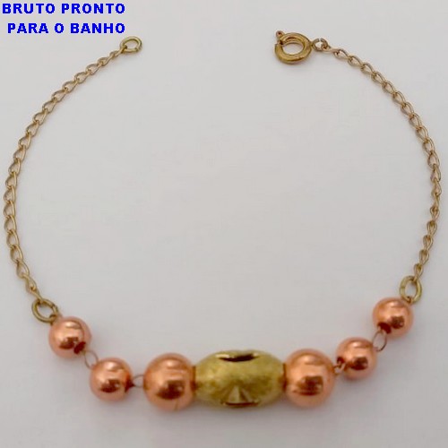 PULSEIRA NO BRUTO PRONTO PARA O BANHO(CX159)- PULSEIRA TODA TRABALHADA 18CM - PESO TOTAL 2,6GR - BRU24671