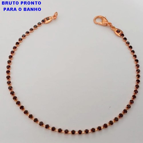 PULSEIRA NO BRUTO PRONTO PARA O BANHO(CX159)- PULSEIRA TODA TRABALHADA EM ZIRCONIA NEGRA 18CM - PESO TOTAL 1,8GR - BRU24673