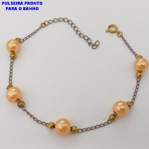 PULSEIRA NO BRUTO PRONTO PARA O BANHO(CX160)- EM PEROLA DE 10MM / TAMANHO 18CM - PESO TOTAL 3.1GR - BRU24698
