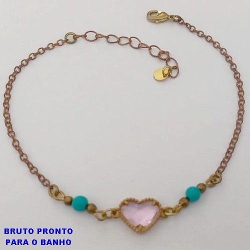 PULSEIRA NO BRUTO PRONTO PARA O BANHO(CX160)- PULSEIRA TODA TRABALHADA COM UMA BORBOLETA DE VIDRO)/TAMANHO 18CM +EXTENSOR- PESO TOTAL 2.4GR - BRU24726