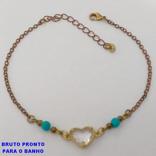 PULSEIRA NO BRUTO PRONTO PARA O BANHO(CX160)- PULSEIRA TODA TRABALHADA COM UMA BORBOLETA DE VIDRO)/TAMANHO 18CM +EXTENSOR- PESO TOTAL 2.4GR - BRU24727