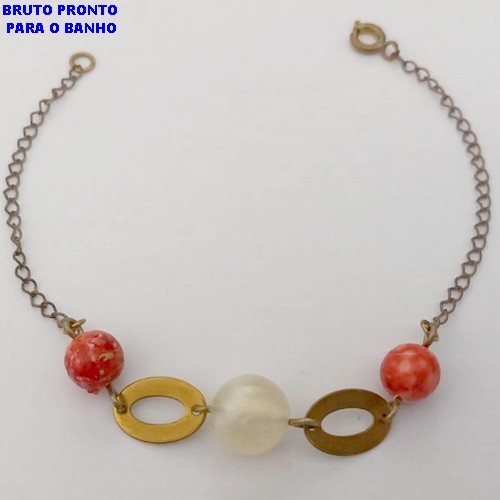 PULSEIRA NO BRUTO PRONTO PARA O BANHO(CX160)- PULSEIRA SIMPLES E DELICADA COM BOLAS EM RESINA )- PESO TOTAL 2.4GR - BRU24731