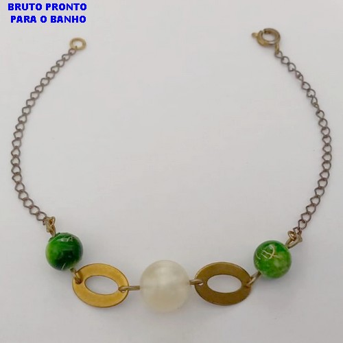 PULSEIRA NO BRUTO PRONTO PARA O BANHO(CX160)- PULSEIRA SIMPLES E DELICADA COM BOLAS EM RESINA )- PESO TOTAL 2.4GR - BRU24732