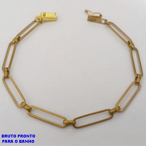 PULSEIRA NO BRUTO PRONTO PARA O BANHO(CX161)- PULSEIRA COM CORRENTE ESPECIAL CPM FECHO GAVETA / TAMANHO 20CM / - PESO TOTAL 2.6GR - BRU24760