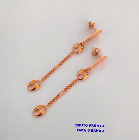 BRINCO NO BRUTO PRONTO PARA O BANHO(CX162)- BRINCO NO BRUTO PRONTO PARA O BANHO - 100% LATÃO -COM BASE DE GOTA COM CORRENTE E ELLO DE CORRENTE - PESO TOTAL 2.5GR - BRU24805