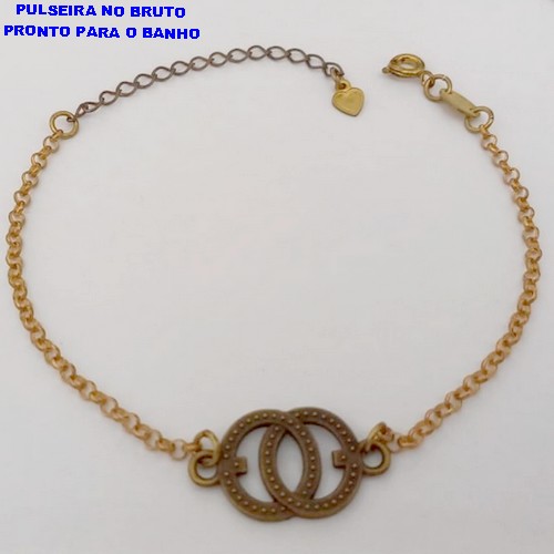 PULSEIRA NO BRUTO PRONTO PARA O BANHO(CX164)- PULSEIRA COM CORRENTE ELLO PORTUGUES(TAMANHO 18CM+EXTENSOR (PESO 2,7GR ) BRU24836
