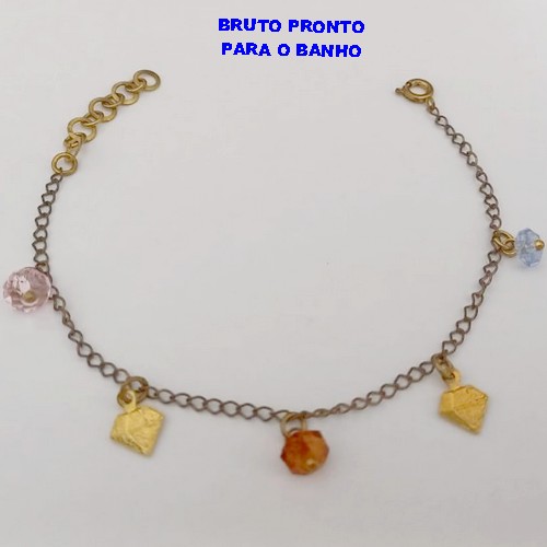 PULSEIRA NO BRUTO PRONTO PARA O BANHO(CX164)- PULSEIRA SIMPLES E DELICADA COM CRISTAL (PESO 1.4GR ) BRU24850