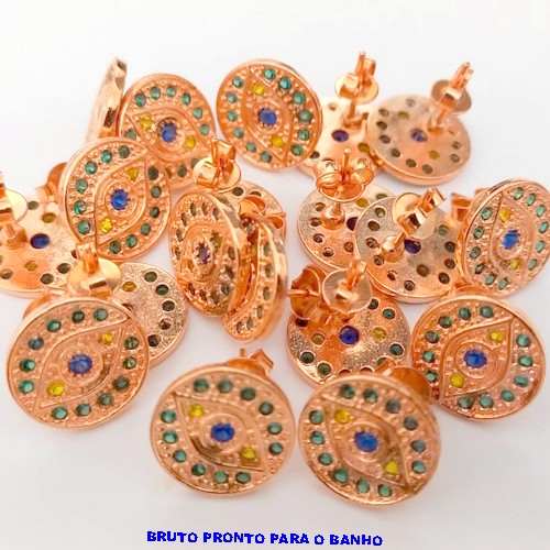 BRINCO NO BRUTO PRONTO PARA O BANHO(CX164)- PINGENTE DE 12MM CRAVEJADO (VERDE/AZUL/AMARELO)) "BRASIL" (PESO 1.9GR ) BRU24856