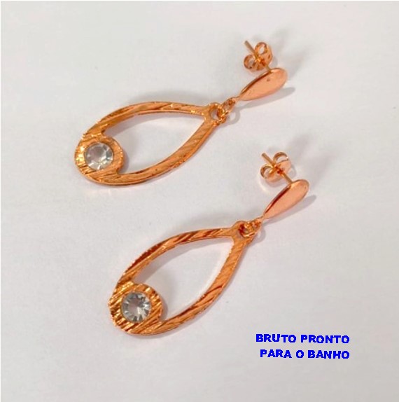 BRINCO NO BRUTO PRONTO PARA O BANHO (CX164)- BRINCO TIPO GOTA COM UMA PEDRA DE ZIRCONIA) (PESO 4.2GR ) BRU24866