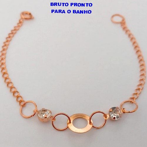 PULSEIRA NO BRUTO PRONTO PARA O BANHO (CX165)- PULSEIRA DE BOLAS DE 10 E CRISTAL (PESO 1.7GR ) BRU24869