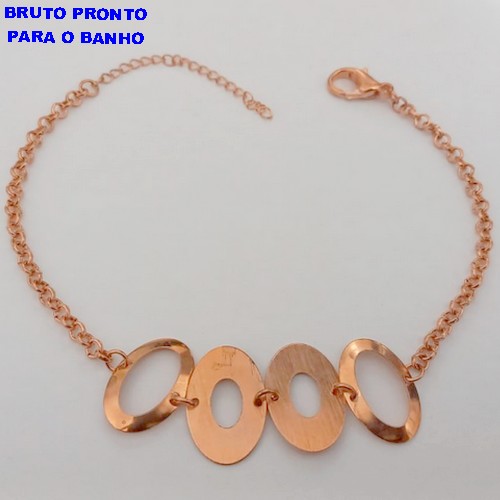PULSEIRA NO BRUTO PRONTO PARA O BANHO (CX165)- PULSEIRA SIMPLES E DELICADA COM ARGOLAS E CORRENTE ELLO PORTUGUES GREGO (PESO 4.2GR ) BRU24872