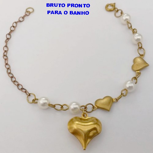 PULSEIRA NO BRUTO PRONTO PARA O BANHO (CX165)- PULSEIRA SIMPLES E DELICADA COM PEROLAS (PESO 2.3GR ) BRU24875