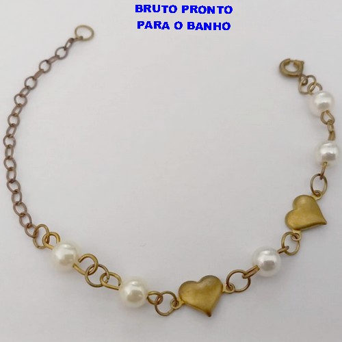 PULSEIRA NO BRUTO PRONTO PARA O BANHO (CX165)- PULSEIRA SIMPLES E DELICADA COM PEROLAS (PESO 2.3GR ) BRU24879
