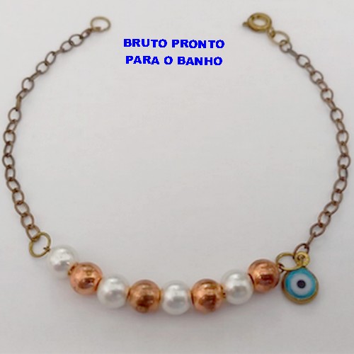 PULSEIRA NO BRUTO PRONTO PARA O BANHO (CX165)- PULSEIRA SIMPLES E DELICADA COM PEROLAS (PESO 2.3GR ) BRU24879