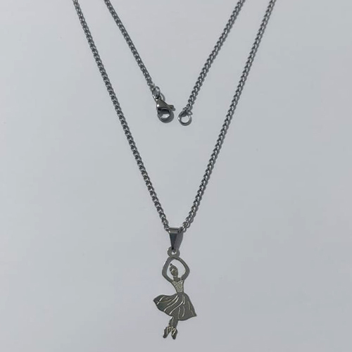 GARGANTILHA EM AÇO INOXIDÁVEL(CX166) - GARGANTILHA COM CORRENTE 42CM E PINGENTE BAILARINA 27MM - COMPOSIÇÃO: AÇO INOXIDÁVEL - AÇO2250