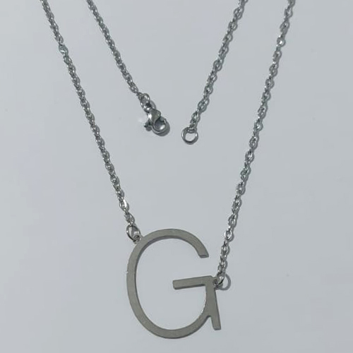 GARGANTILHA EM AÇO INOXIDÁVEL(CX166) - GARGANTILHA COM CORRENTE 42CM E PINGENTE LETRA "G" 28MM - COMPOSIÇÃO: AÇO INOXIDÁVEL - AÇO2252