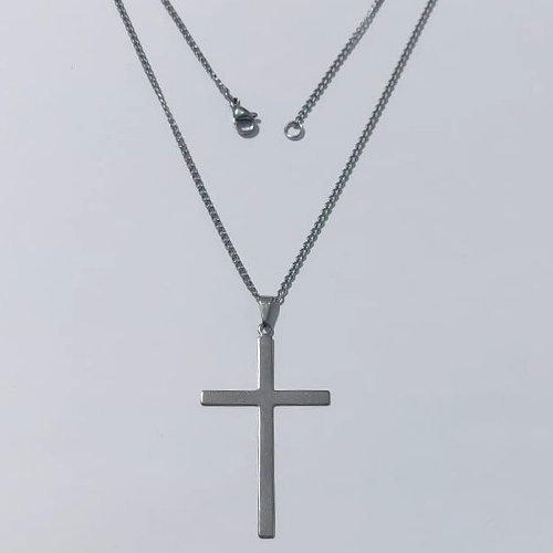 GARGANTILHA EM AÇO INOXIDÁVEL(CX166) - GARGANTILHA COM CORRENTE 42CM E PINGENTE CRUCIFIXO 43MM - COMPOSIÇÃO: AÇO INOXIDÁVEL - AÇO2254