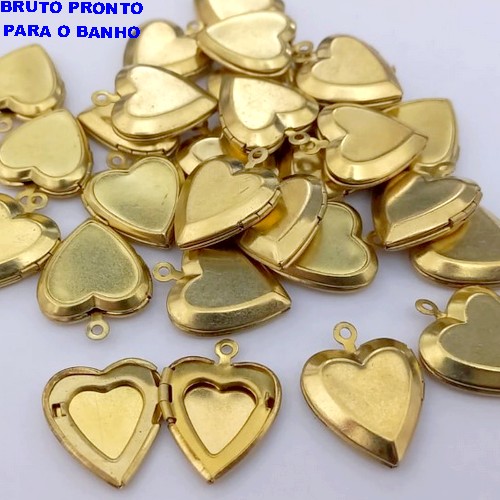 RELICARIO NO BRUNTO PRONTO PARA O BANHO(CX165) -MODELO TIPO CORAÇÃO - TAMANHO 1,5CM - PESO 2.1GR - BRU24885