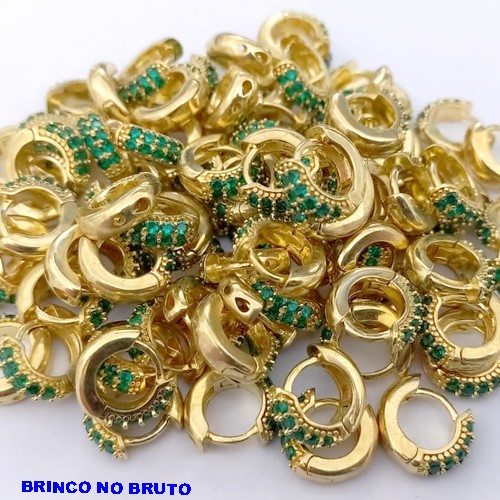 BRINCO NO BRUNTO PRONTO PARA O BANHO(CX166) -BRINCO ARGOLINHA DE PRESSÃO(TRANQUETA)TODA CRAVEJADA COM DUAS FILEIRA DE ZIRCONIA) PESO DO PAR 1.7GR - TAMANHO 08MM - BRU24888
