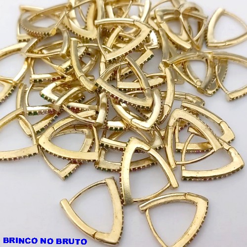 BRINCO NO BRUNTO PRONTO PARA O BANHO(CX166) -BRINCO ARGOLINHA DE PRESSÃO(TRANQUETA)TODA CRAVEJADA COM UMA FILEIRA DE ZIRCONIA) PESO DO PAR 0,9GR -TAMANHO 12MM - BRU24897