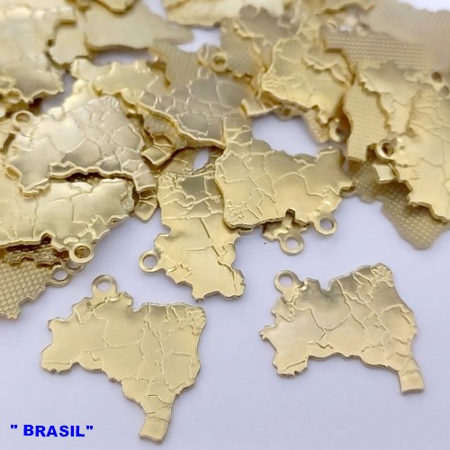 ACESSORIO NO BRUTO PRONTO PARA O BANHO(CX167)(1913) "BRASIL" -Mapa Do Brasil C/ Estados Estampado 19mm ) PESO 1.2GR - BRU24915