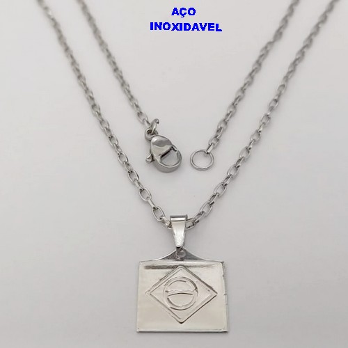 GARGANTILHA EM AÇO IN0OXIDAVEL(CX167) "(60CM)"(CORRENTE COM FECHO LAGOSTA COM PINGENTE BANDEIRA "BRASIL" ( - AÇO12271