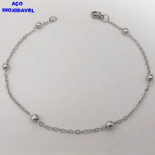 PULSEIRA EM AÇO INOXIDAVEL) ""( TAMANHO 18CM COM CORRENTE DE BOLINHAS ( - AÇO12276