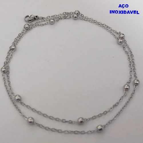 CORRENTE EM AÇO INOXIDAVEL) (BCPL069)( "TAMANHO 70CM ")CORRENTE DE BOLINHAS ( - AÇO12280