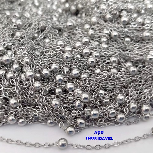 CORRENTE EM AÇO INOXIDAVEL) (BCPL069)( "corrente vendida por metro ")CORRENTE DE BOLINHAS 0,35ML( - AÇO12281