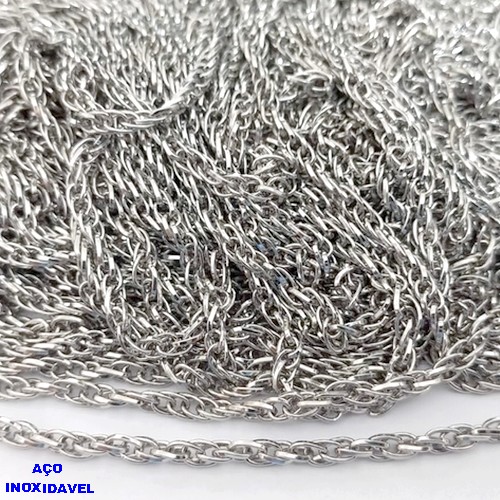 CORRENTE EM AÇO INOXIDAVEL) (AÇO26)( "corrente vendida por metro ")CORRENTE TIPO SINGAPURA TRANÇADA DE 3,3MM( - AÇO12282