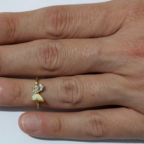 ANEL (FALANGE) NO BRUTO PRONTO PARA O BANHO - BORBOLETA METADE COM ZIRCÔNIA METADE COM MADRE PÉROLA - PESO MÉDIO: 2GR - "NÃO ACOMPANHA COLA" - ANEL000528