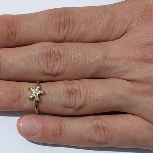 ANEL (FALANGE) NO BRUTO PRONTO PARA O BANHO - ESTRELA DO MAR CRAVEJADO COM MICROS ZIRCÔNIAS - PESO MÉDIO: 1,2GR - - ANEL000530