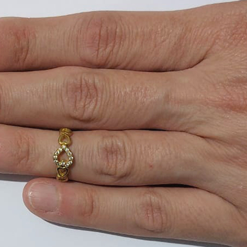 ANEL (FALANGE) NO BRUTO PRONTO PARA O BANHO - CORAÇÕES VAZADO CRAVEJADO COM MICROS ZIRCÔNIAS - PESO MÉDIO: 1,3GR - ANEL000532