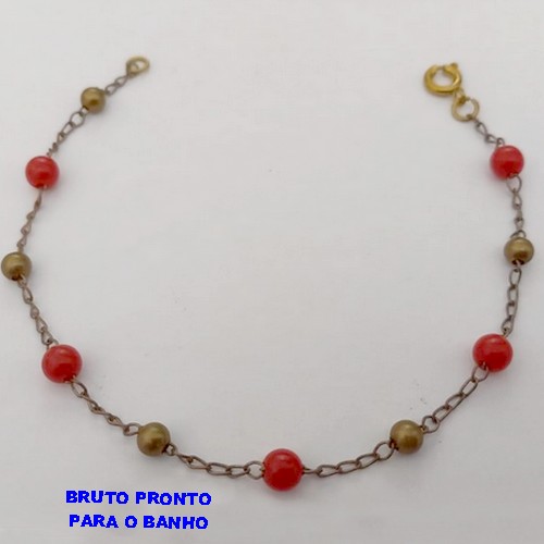 PULSEIRA NO BRUTO PRONTO PARA O BANHO(CX167)TODA EM CONTAS DE LATÃO E BOLINHAS DE RESINA (TAMANHO 18CM) PESO 1,4GR - BRU24920