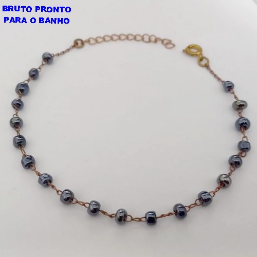 PULSEIRA NO BRUTO PRONTO PARA O BANHO(CX167)TODA EM CONTAS DE PORCELANA NEGRA(TAMANHO 18CM)PESO 2.2GR - BRU24925