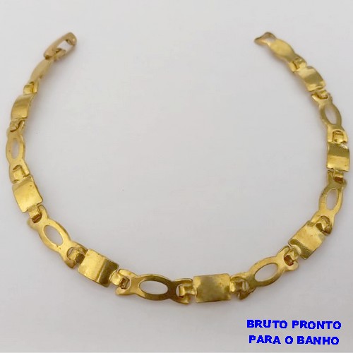 PULSEIRA NO BRUTO PRONTO PARA O BANHO(CX167)PULSEIRA SIMPLES TODA EM CHAPA (TAMANHO 18CM)PESO 6.3GR - BRU24928