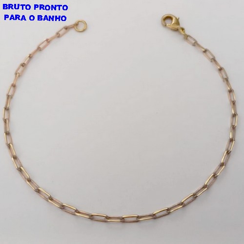 PULSEIRA NO BRUTO PRONTO PARA O BANHO( LARGURA 2.3MM)(CX167)PULSEIRA SIMPLES COM FECHO LAGOSTA 100% LATÃO(KDL60) (TAMANHO 18CM)PESO 1.5GR - BRU24932