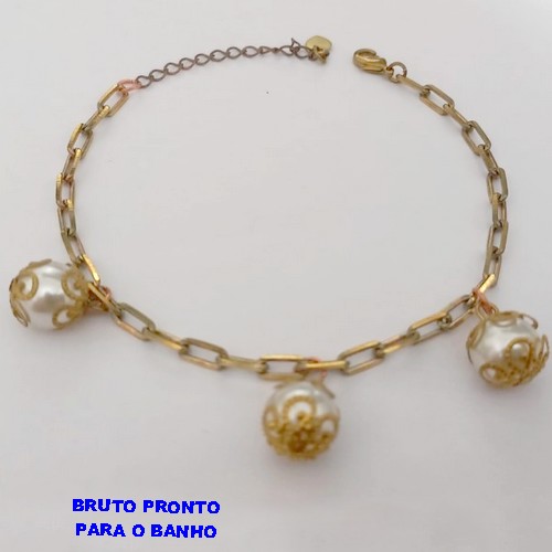 PULSEIRA NO BRUTO PRONTO PARA O BANHO(CX167)PULSEIRA COM CORRENTE CARTIER ( (TAMANHO 18CM+RXTENSOR)PESO 6.3GR - BRU24935