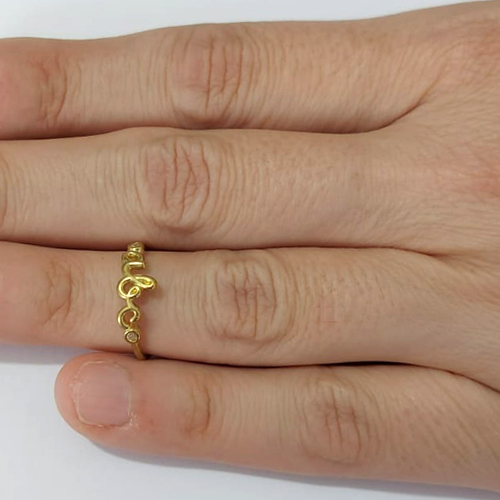 ANEL (FALANGE) NO BRUTO PRONTO PARA O BANHO - ABC COM MICROS ZIRCÔNIAS - PESO MÉDIO: 1,0GR - ANEL000535