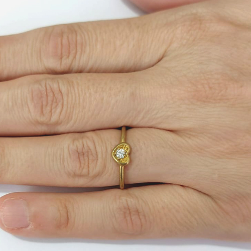 ANEL NO BRUTO PRONTO PARA O BANHO (AX002511W)- ANEL CORAÇÃO COM MICROS ZIRCÔNIAS - PESO MÉDIO: 1,6GR - ANEL000540