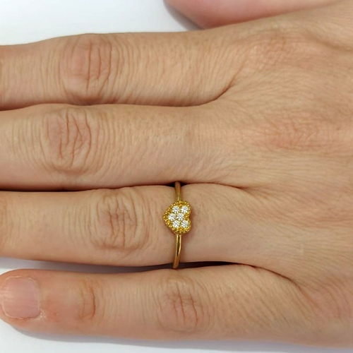 ANEL NO BRUTO PRONTO PARA O BANHO (AX000159W)- ANEL CORAÇÃO COM MICROS ZIRCÔNIAS - PESO MÉDIO: 1,4GR - ANEL000543