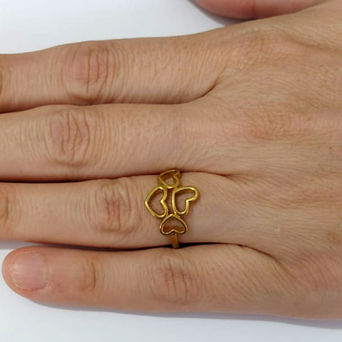 ANEL NO BRUTO PRONTO PARA O BANHO (AX001376W)- ANEL COM CORAÇÕES - PESO MÉDIO: 2,2GR - ANEL000549