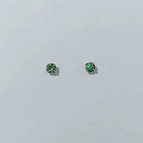 BRINCO EM AÇO INOXIDÁVEL - BRINCO AÇO INOX STRASS VERDE 3MM (BRI0154/4) - COMPOSIÇÃO: AÇO INOXIDÁVEL - AÇO3015