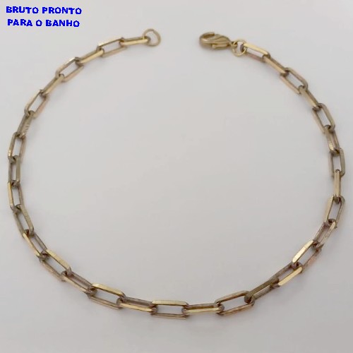 PULSEIRA NO BRUTO PRONTO PARA O BANHO( LARGURA 3.5MM)(CX167)PULSEIRA SIMPLES COM FECHO LAGOSTA 100% LATÃO(KDL1.00) (TAMANHO 20CM)PESO 3.6GR - BRU24958