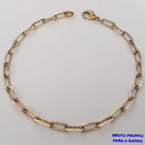 PULSEIRA NO BRUTO PRONTO PARA O BANHO( LARGURA 4.2MM)(CX167)PULSEIRA SIMPLES COM FECHO LAGOSTA 100% LATÃO(KDL1.20) (TAMANHO 20CM)PESO 5.2GR - BRU24959